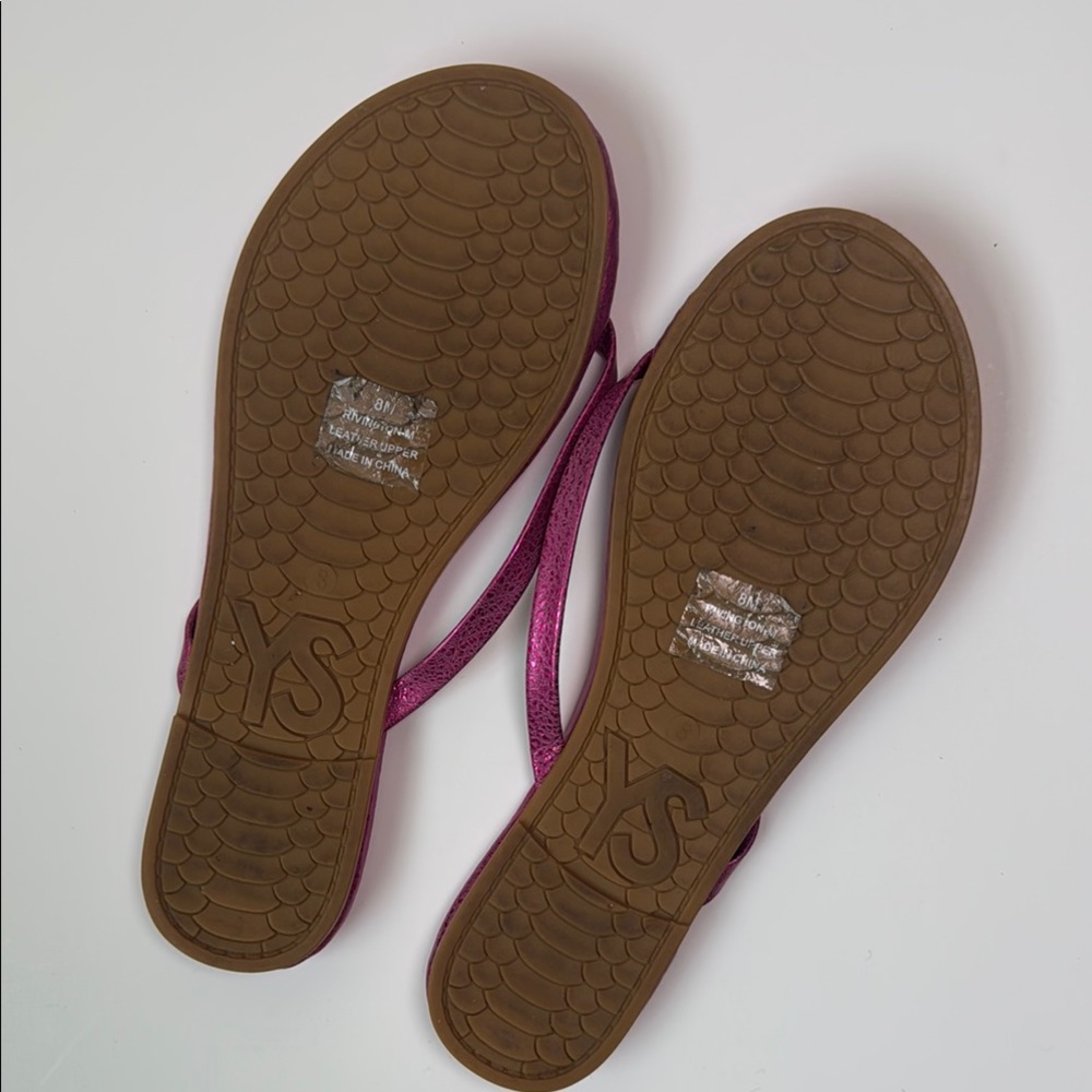 YOSI SAMRA Women's Fuchsia Pink Metallic‎ Rivington Sandals Size 8 - Picture 5 of 11